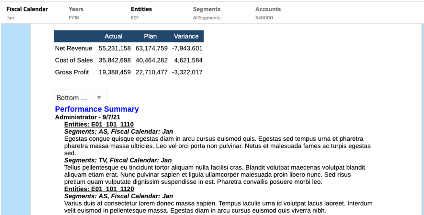 Aper&ccedil;u du rapport - Param&egrave;tre de PDV secondaire