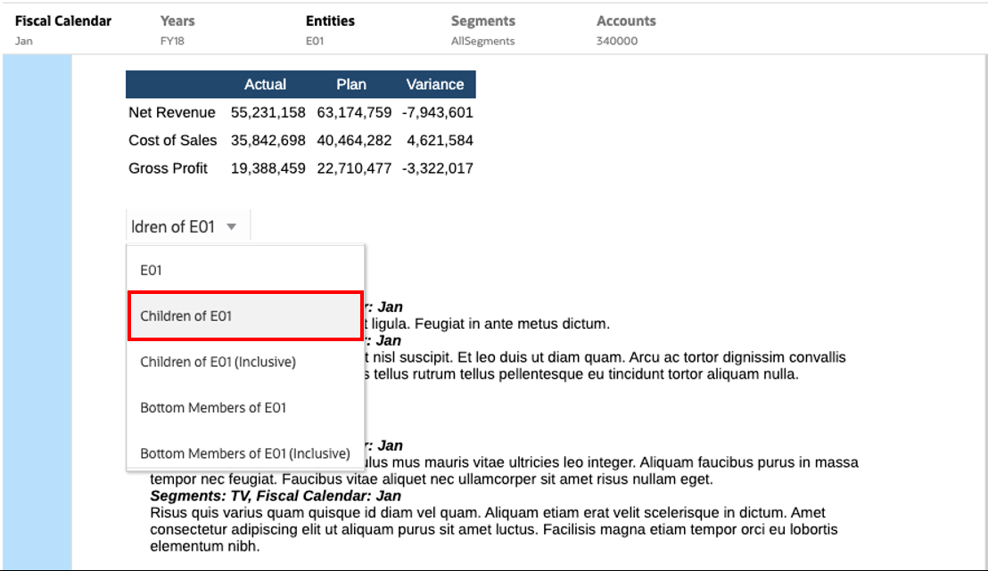 aper&ccedil;u du rapport pour une modification de l'option du PDV secondaire