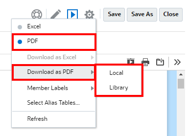 option PDF pour les liasses