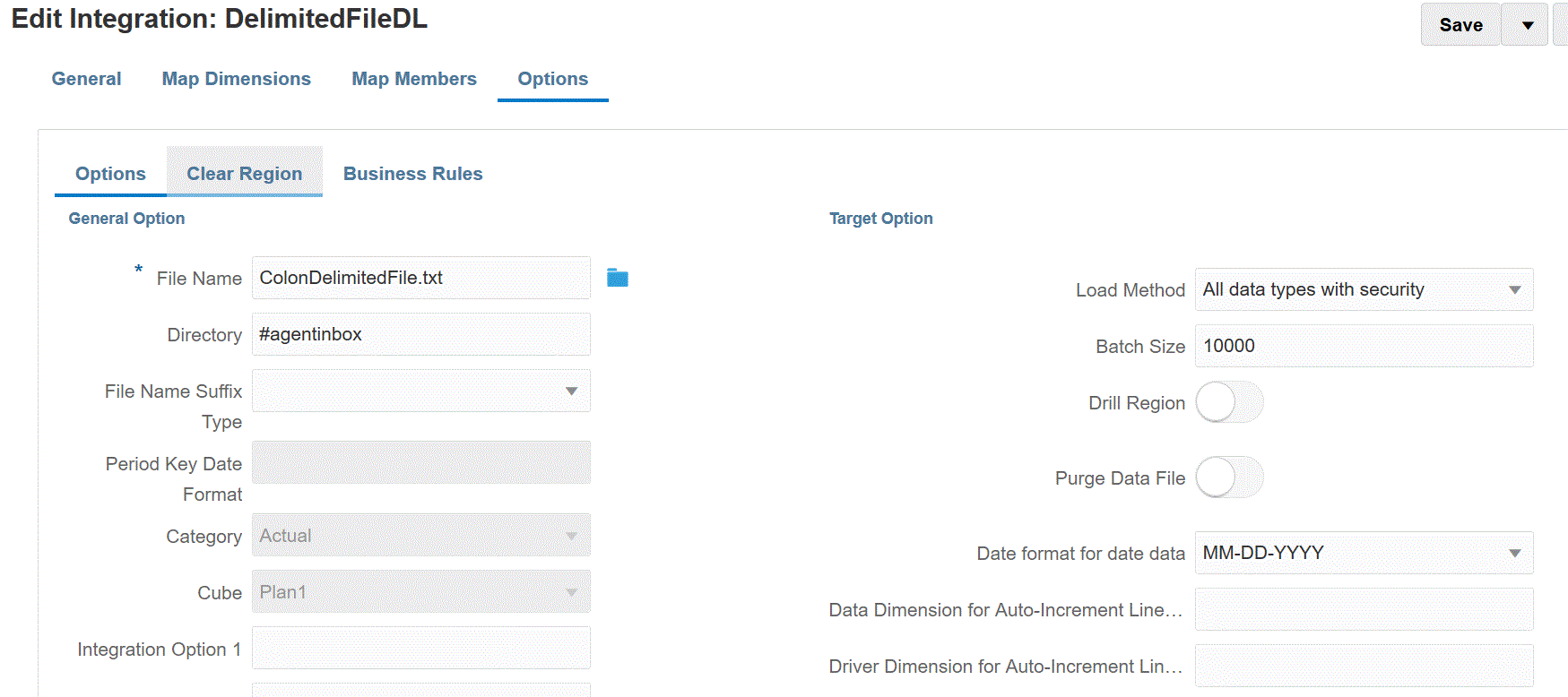 Image repr&eacute;sentant la page Options.