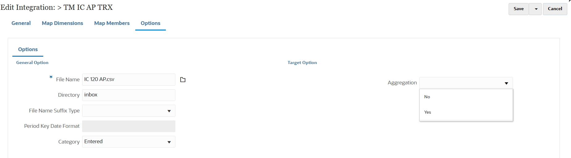 Image repr&eacute;sentant la page Options.