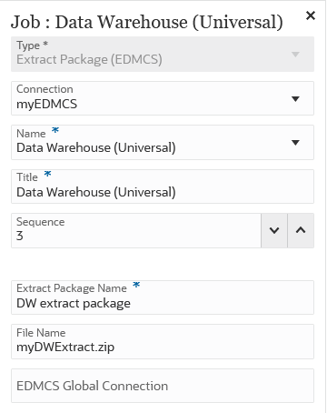 Image repr&eacute;sentant des packages de job Package d'extractions (EDMCS).