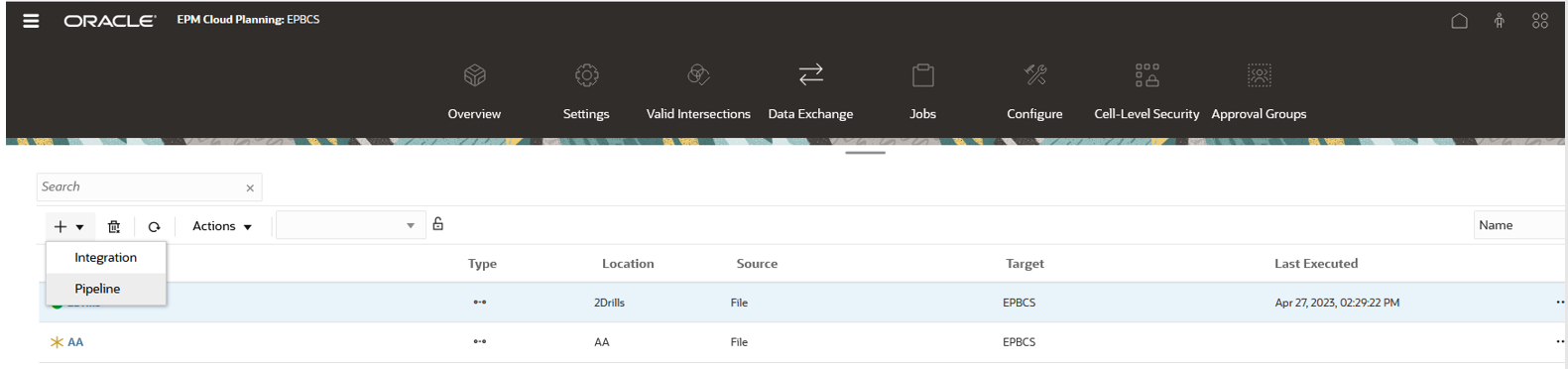 Image représentant la sélection de l'option Pipeline dans la liste déroulante Créer. Image représentant la sélection de l'option Pipeline dans la liste déroulante Créer.