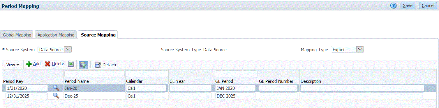 Image repr&eacute;sentant l'onglet Mapping source.