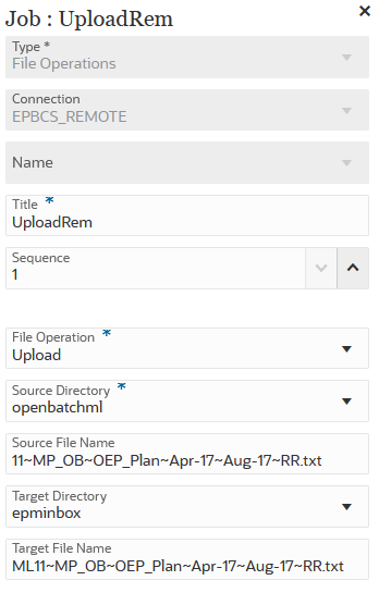 Image repr&eacute;sentant l'option Charger utilis&eacute;e avec le job de type Op&eacute;rations de fichier.