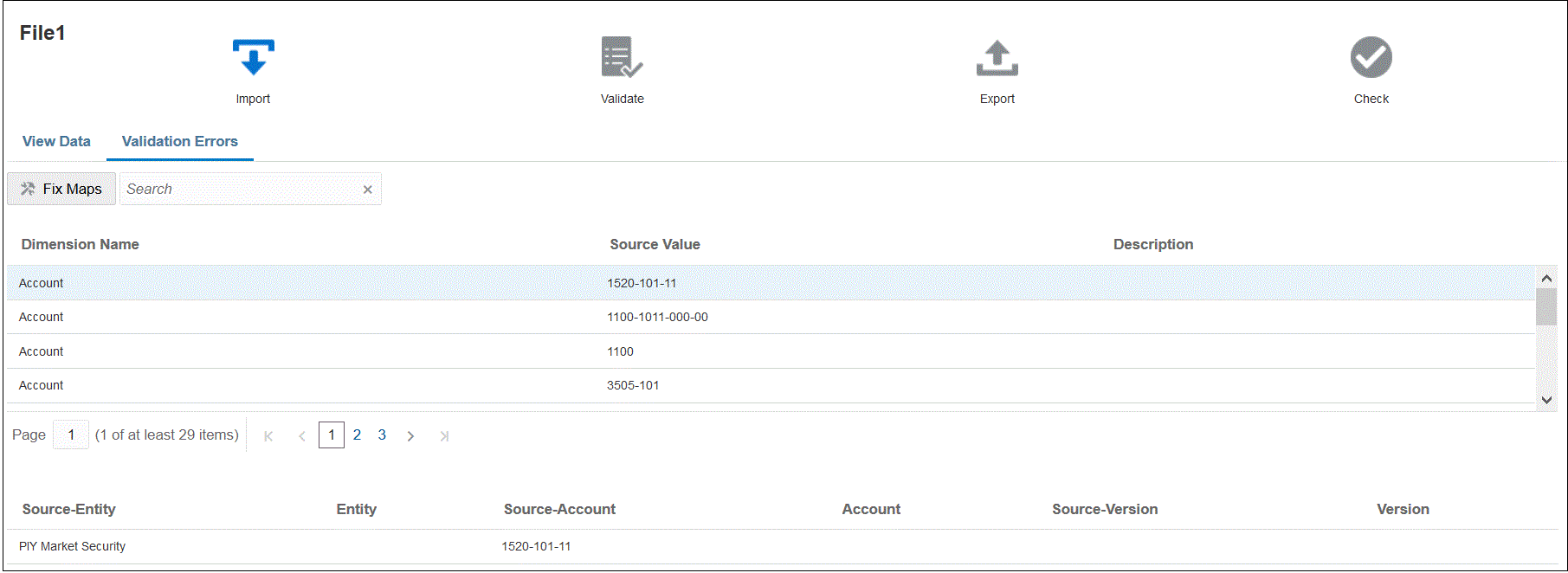 Image repr&eacute;sentant le workbench avec des erreurs de validation