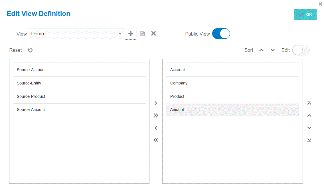 Image repr&eacute;sentant la page Modifier la d&eacute;finition de vue.