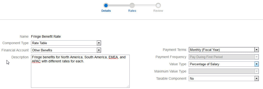 Capture d'écran de la page Détails lors de la définition des nouveaux avantages sociaux marginaux Capture d'écran de la page Détails lors de la définition des nouveaux avantages sociaux marginaux
