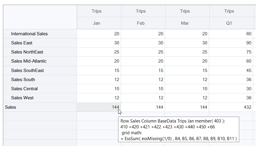 Info-bulle montrant la formule d'une cellule