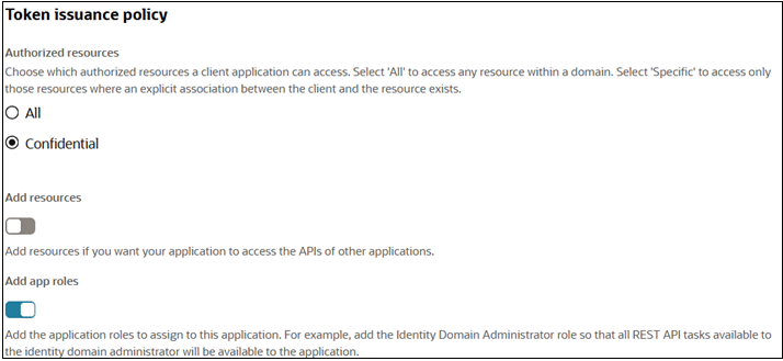 クライアント認可の詳細でトークン発行ポリシーを追加するための画面