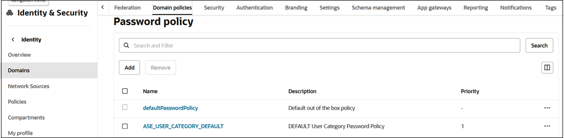 パスワード・ポリシー・ページ