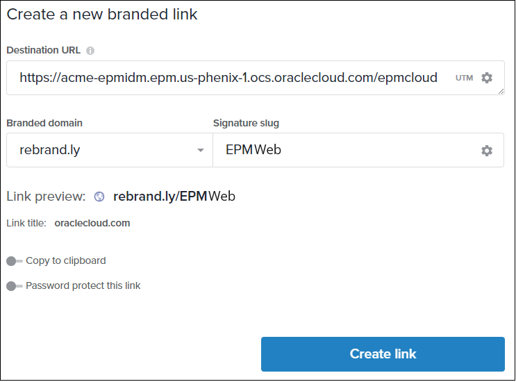 Rebrandlyを使用した新しいバニティURL