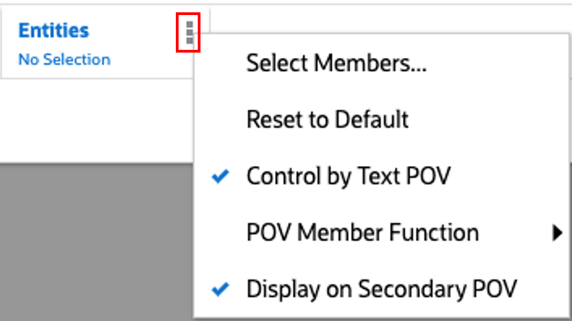 「Entities」のPOV表示設定 「Entities」のPOV表示設定