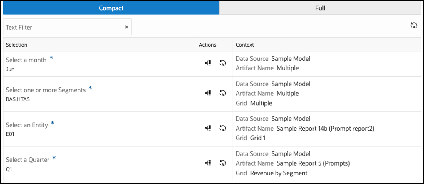 「フル」モードと「コンパクト」モードのレポート14a