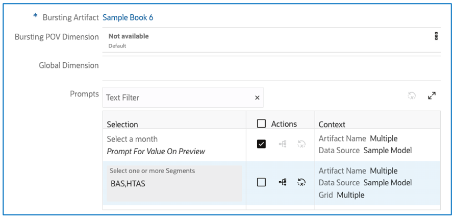 プロンプトのバースティング定義デザイナ