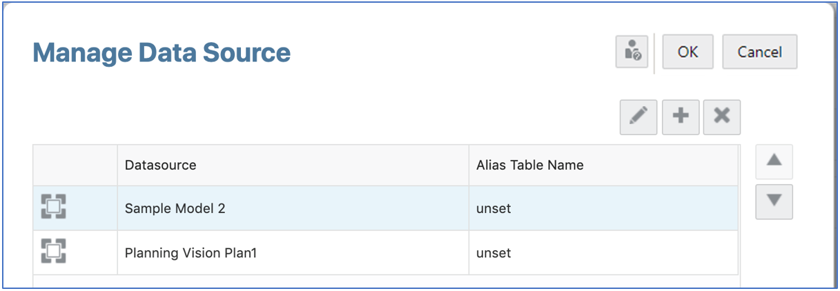 「データ・ソースの管理」ダイアログ