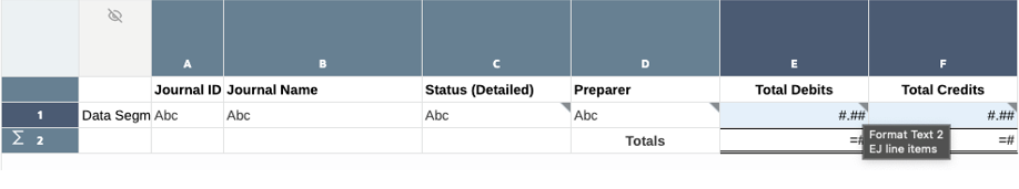 スクリーンショットは、ドリルを示す灰色の三角形があるグリッドと、ドリル・リンクの名前が表示されたホバー・テキストを示しています