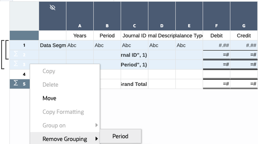 グループ化の除去