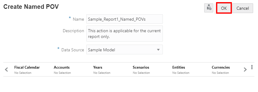 「名前付きPOVの作成」ダイアログの情報 「名前付きPOVの作成」ダイアログの情報