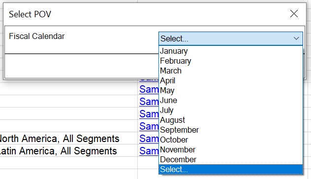「POVの選択」ダイアログで、「メンバー選択」ダイアログを起動する「選択」オプションが強調表示されています