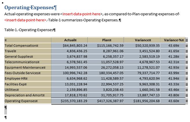埋込みコンテンツおよびその下にある段落マーカーは、削除のために選択されます。イメージの下部にある余分な空の段落マーカーは選択されていません。