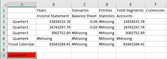 グリッド外にコメントのセルを持つアド・ホック・グリッド。 グリッド外にコメントのセルを持つアド・ホック・グリッド。