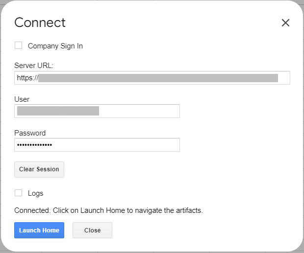 接続が成功すると、接続ダイアログに「ホームの起動」ボタンが表示されます。 接続が成功すると、接続ダイアログに「ホームの起動」ボタンが表示されます。