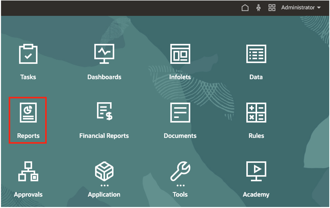 EPMのホーム・ページのレポート。