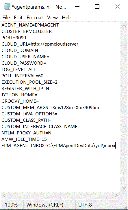 イメージはagentparamas.iniファイルを示します。