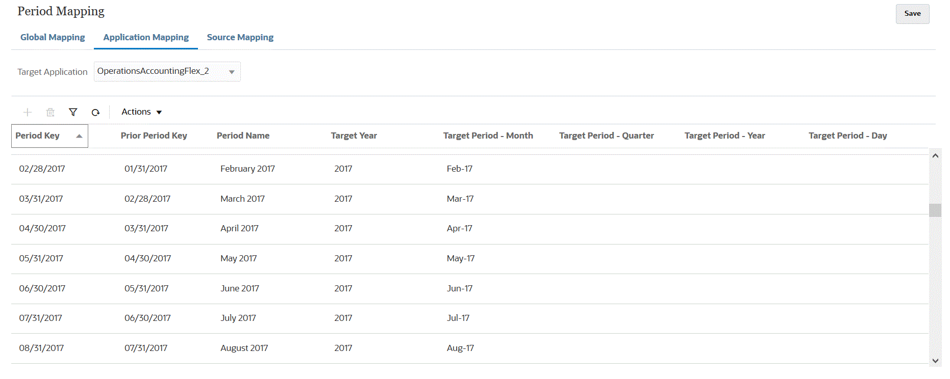 イメージはアプリケーション・マッピング・ページを示します。