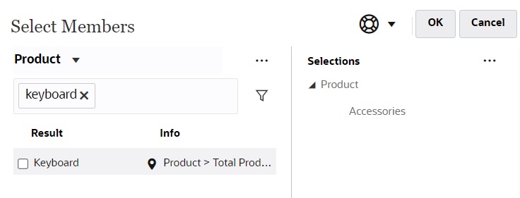 メンバー・セレクタ検索結果を示すスクリーンショット