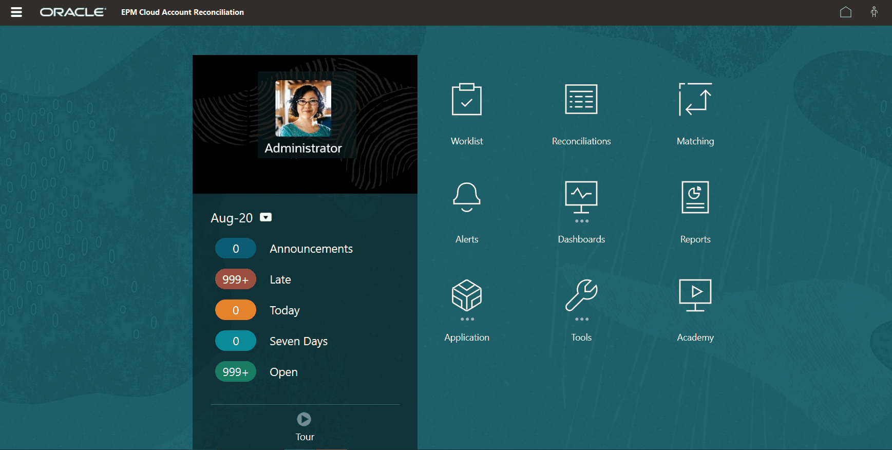 Account Reconciliation 홈 페이지 Account Reconciliation 홈 페이지