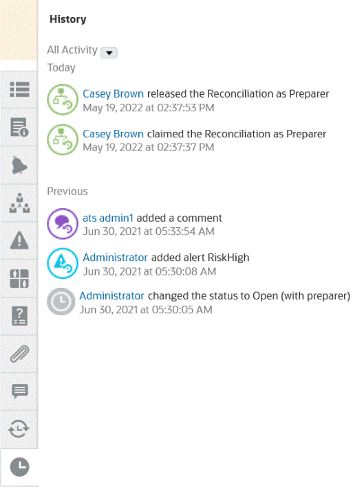 조정 요약의 내역 창 조정 요약의 내역 창