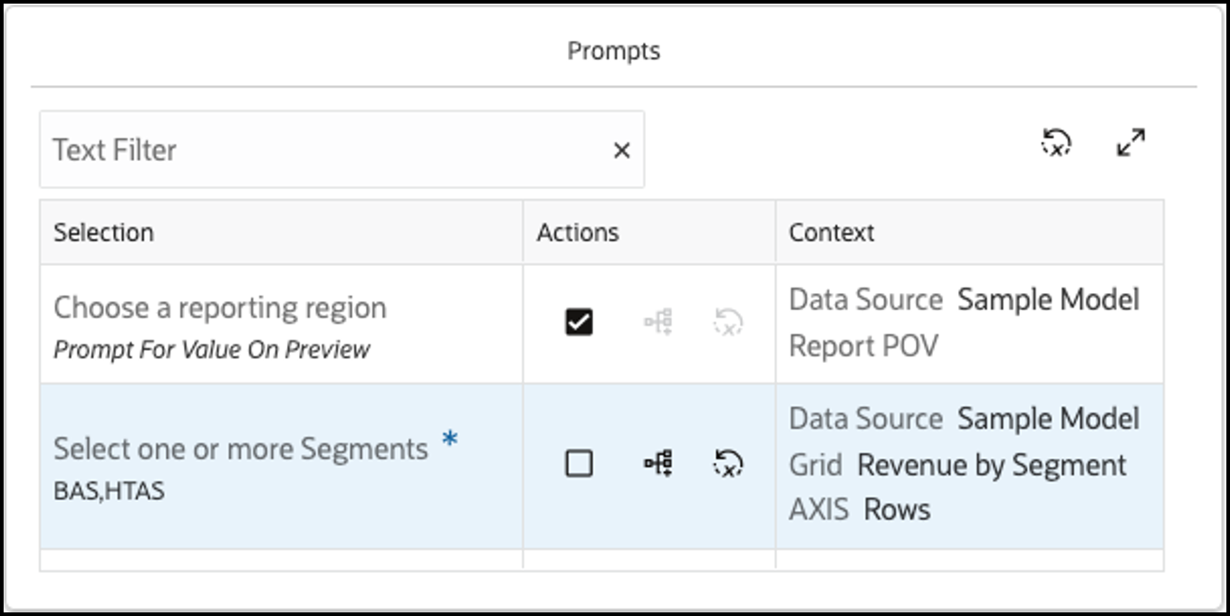 속성 패널의 프롬프트 섹션