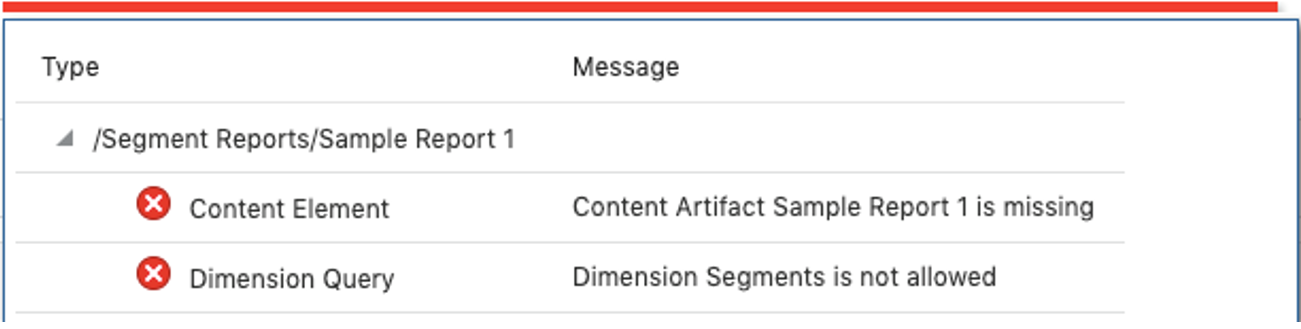 프로세스 중 발생한 검증 오류가 표시됨