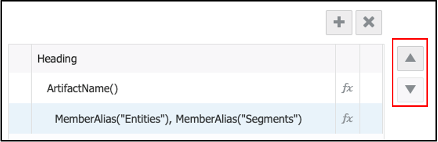 선택된 행을 위 또는 아래로 이동할 수 있음