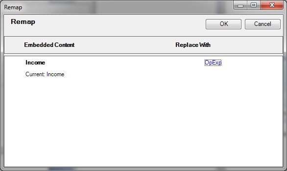 새로 선택한 범위가 [바꿀 내용] 열에 표시되는 [다시 매핑] 대화상자