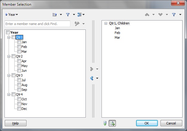이전 단락에 설명된 [멤버 선택] 대화상자
