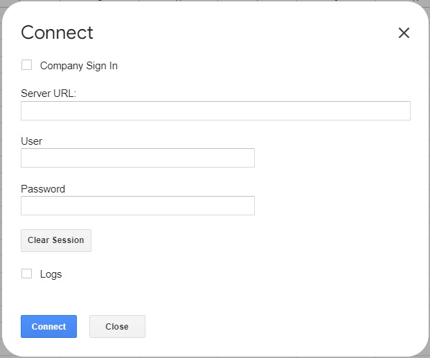 세션 지우기 버튼을 표시하는 연결 대화상자