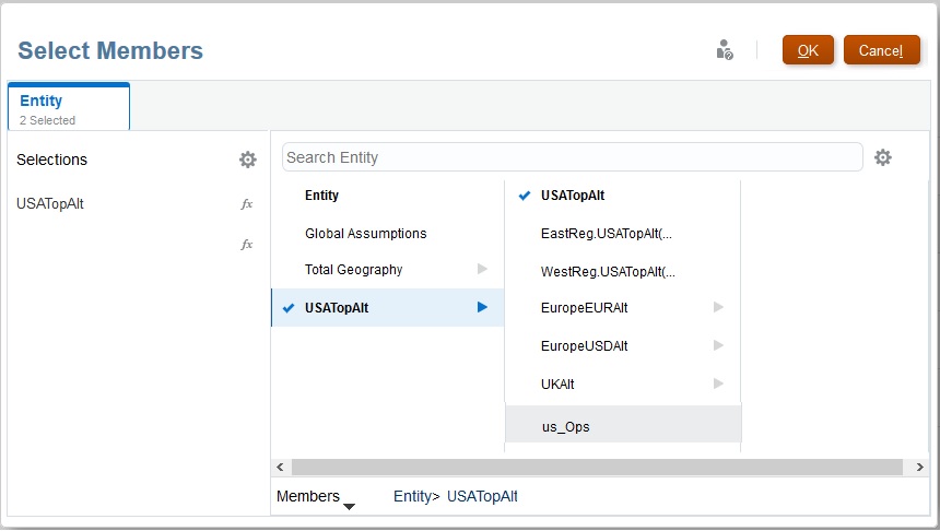 통합하도록 선택할 수 없는 엔티티