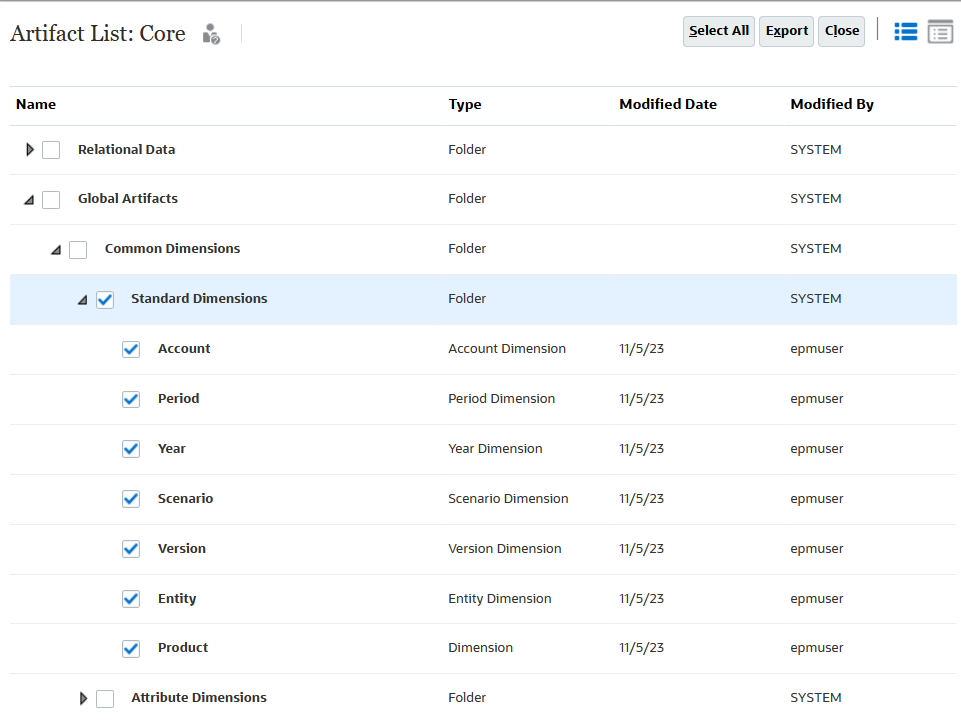 표준 차원 선택 표준 차원 선택