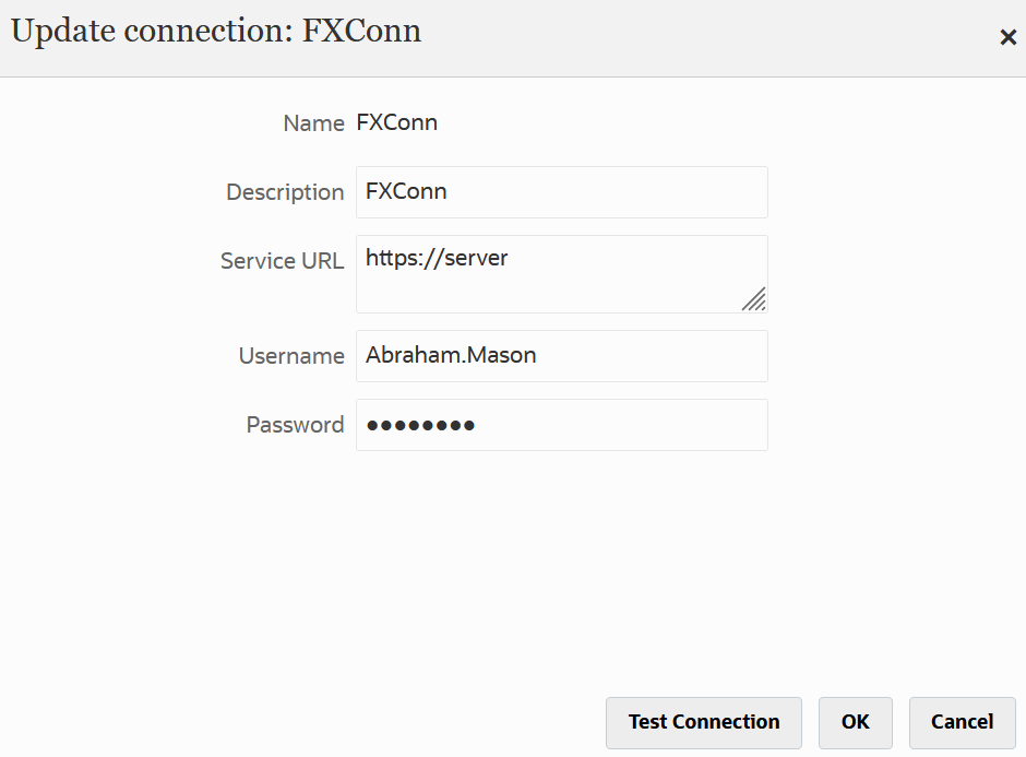 A imagem mostra a página Atualizar Conexão. A imagem mostra a página Atualizar Conexão.