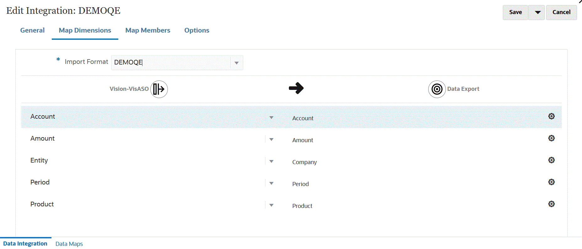 A imagem mostra a página Mapear Dimensões. A imagem mostra a página Mapear Dimensões.