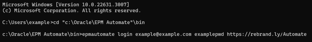 从 EPM Automate 使用此虚名 URL 进行访问