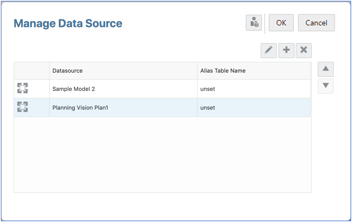 添加的列表显示在 "Manage Data Source"（管理数据源）对话框中
