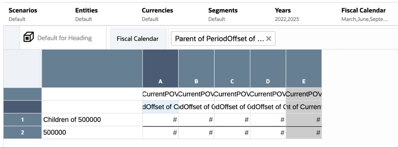 以下示例显示了 PeriodOffset 和 Parent 函数