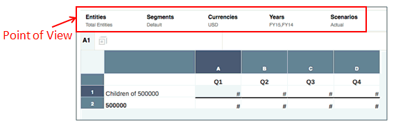 显示 POV 栏的网格屏幕截图