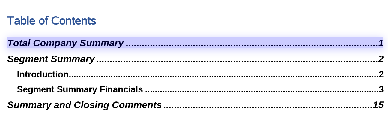 工作簿示例 4 TOC 视图 工作簿示例 4 TOC 视图