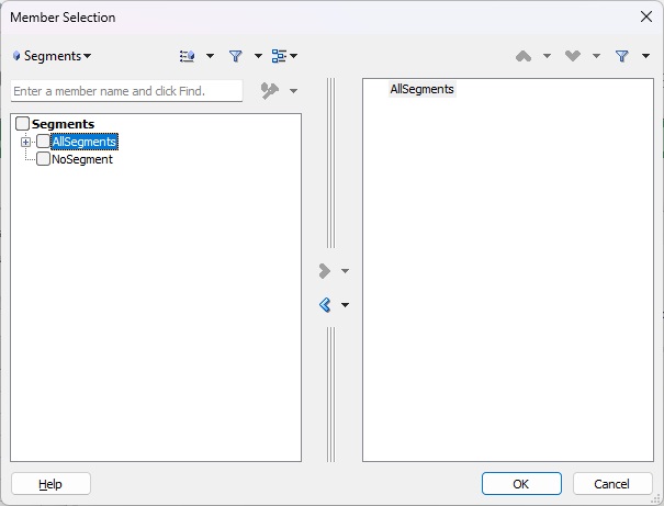 标准“成员选择”对话框 标准“成员选择”对话框