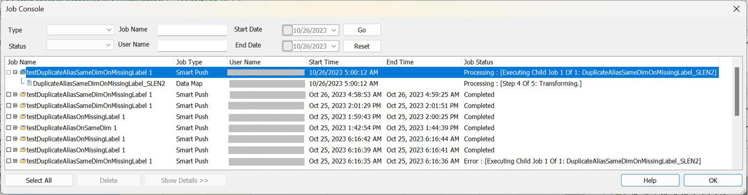 &ldquo;作业状态&rdquo;列，其中显示了正在进行的作业的作业状态和子状态。